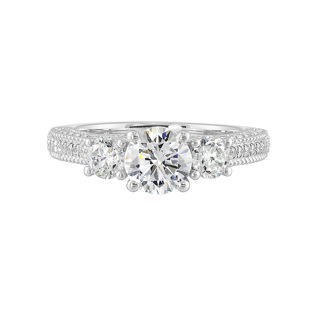14Kt White Semi Mount 1Ctw For 1Ctw Round Center