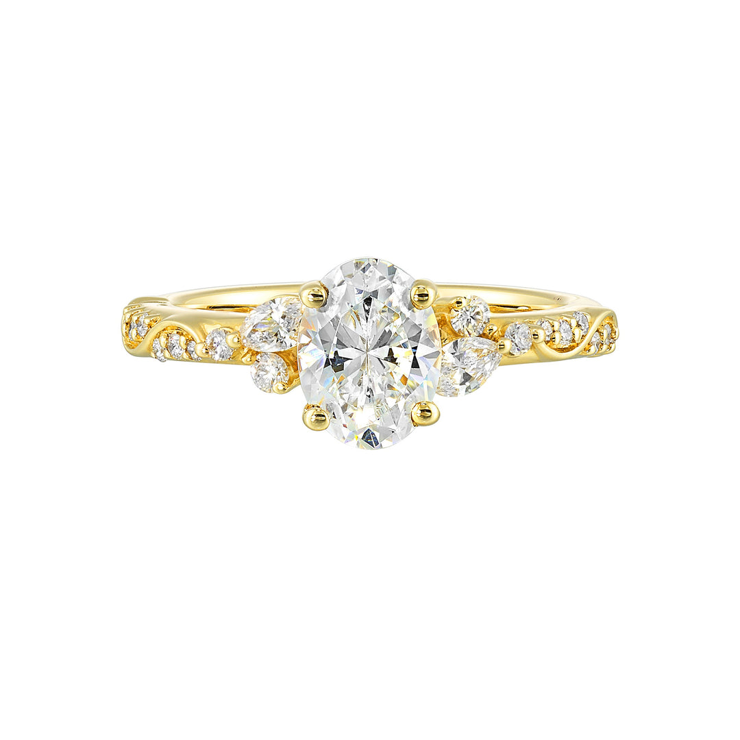 14Kt Yellow Semi Mount 1/3Ctw For 2Ct Oval Center