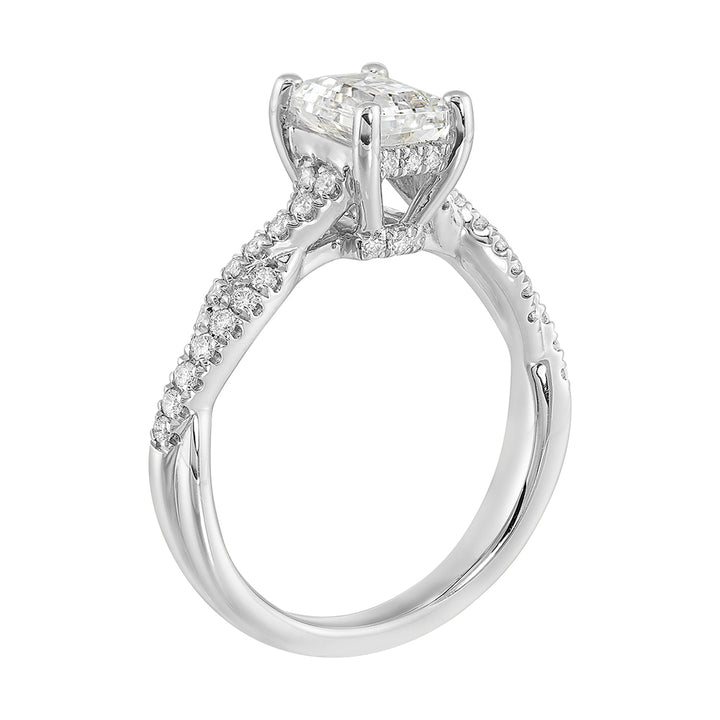 14Kt White Semi Mount 1/3Ctw For 1 1/2Ct Emerald Cut Center
