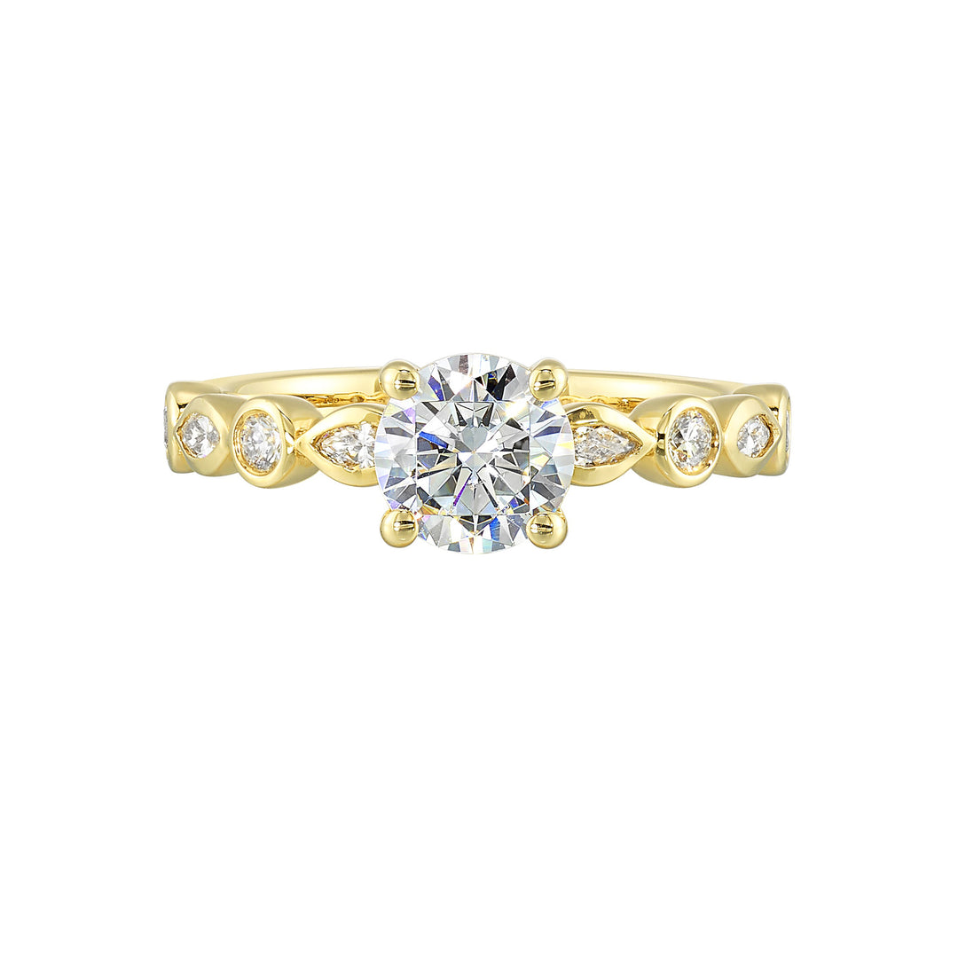 14Kt Yellow Semi Mount 1/4Ctw For 1Ct Round Center