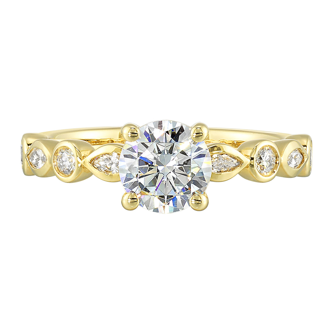 14Kt Yellow Semi Mount 1/4Ctw For 1Ct Round Center