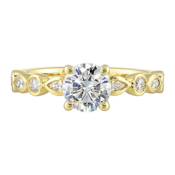14Kt Yellow Semi Mount 1/4Ctw For 1Ct Round Center