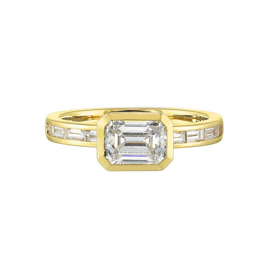 14Kt Yellow Semi Mount 1/2Ctw For 1Ct Emerald Cut Center