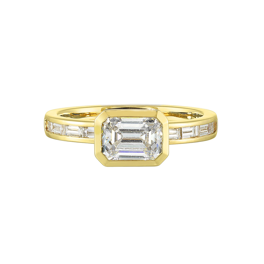 14Kt Yellow Semi Mount 1/2Ctw For 1Ct Emerald Cut Center