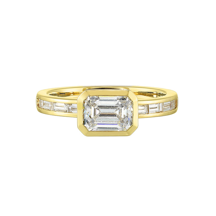 14Kt Yellow Semi Mount 1/2Ctw For 1Ct Emerald Cut Center