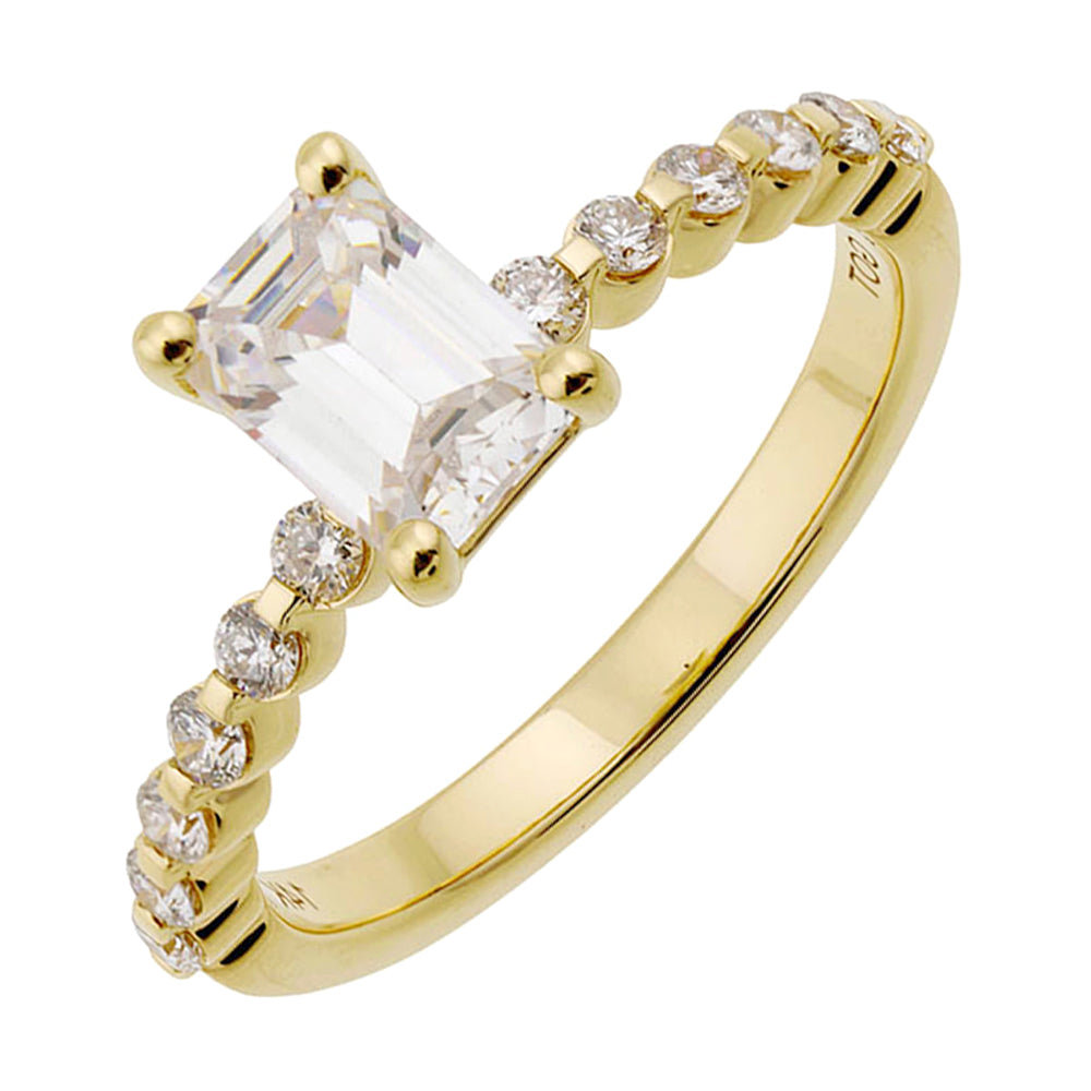 14Kt Yellow Semi Mount 1/3Ctw For 1Ct Emerald Cut Center