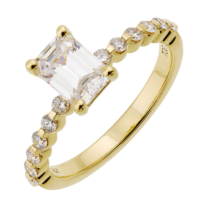 14Kt Yellow Semi Mount 1/3Ctw For 1Ct Emerald Cut Center