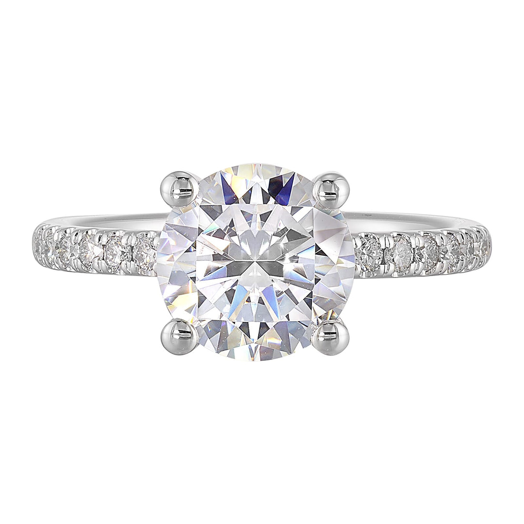 14Kt White Semi Mount 1/5Ctw For 1Ct Round Center