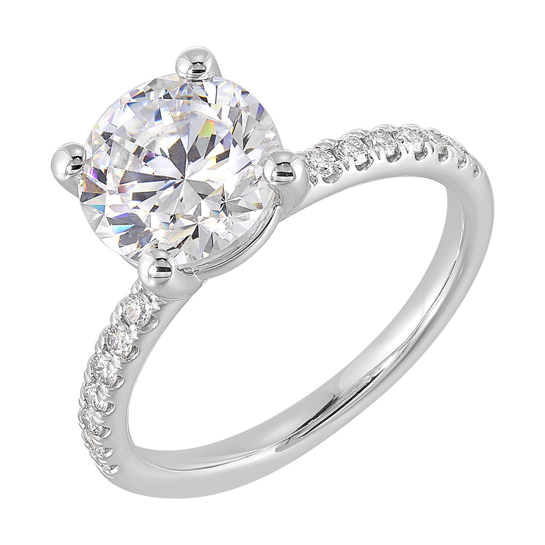 14Kt White Semi Mount 1/5Ctw For 1Ct Round Center