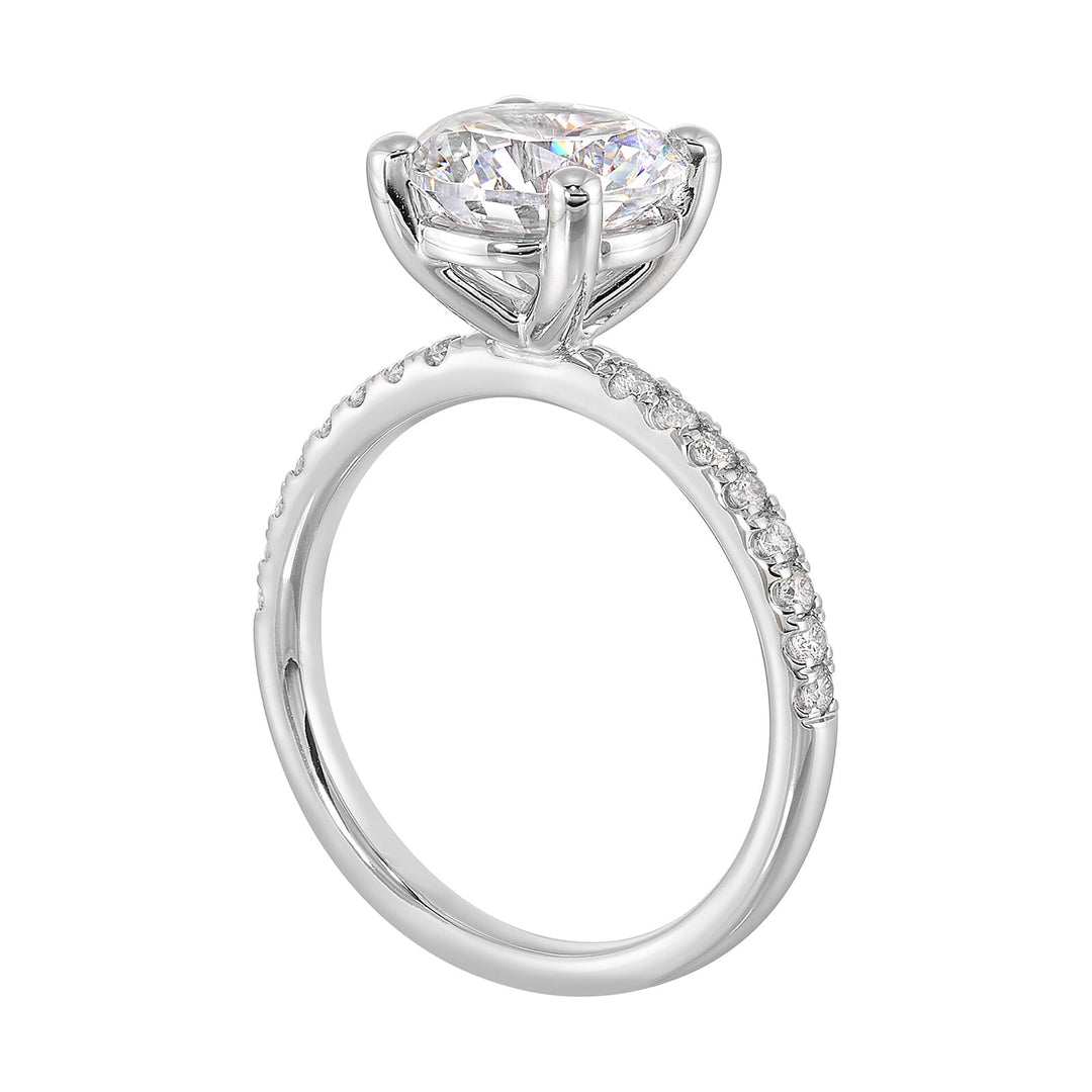 14Kt White Semi Mount 1/5Ctw For 1Ct Round Center