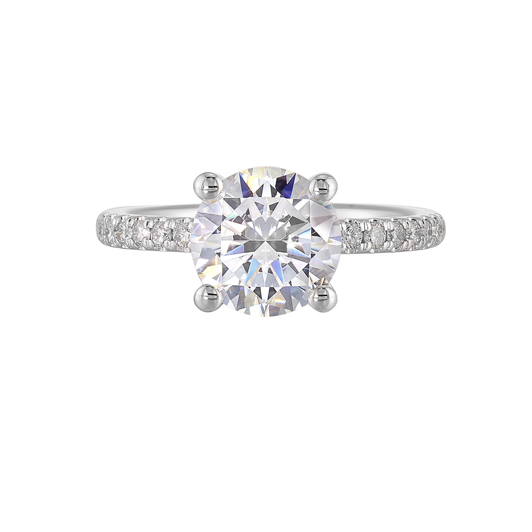 14Kt White Semi Mount 1/5Ctw For 2Ct Round Center