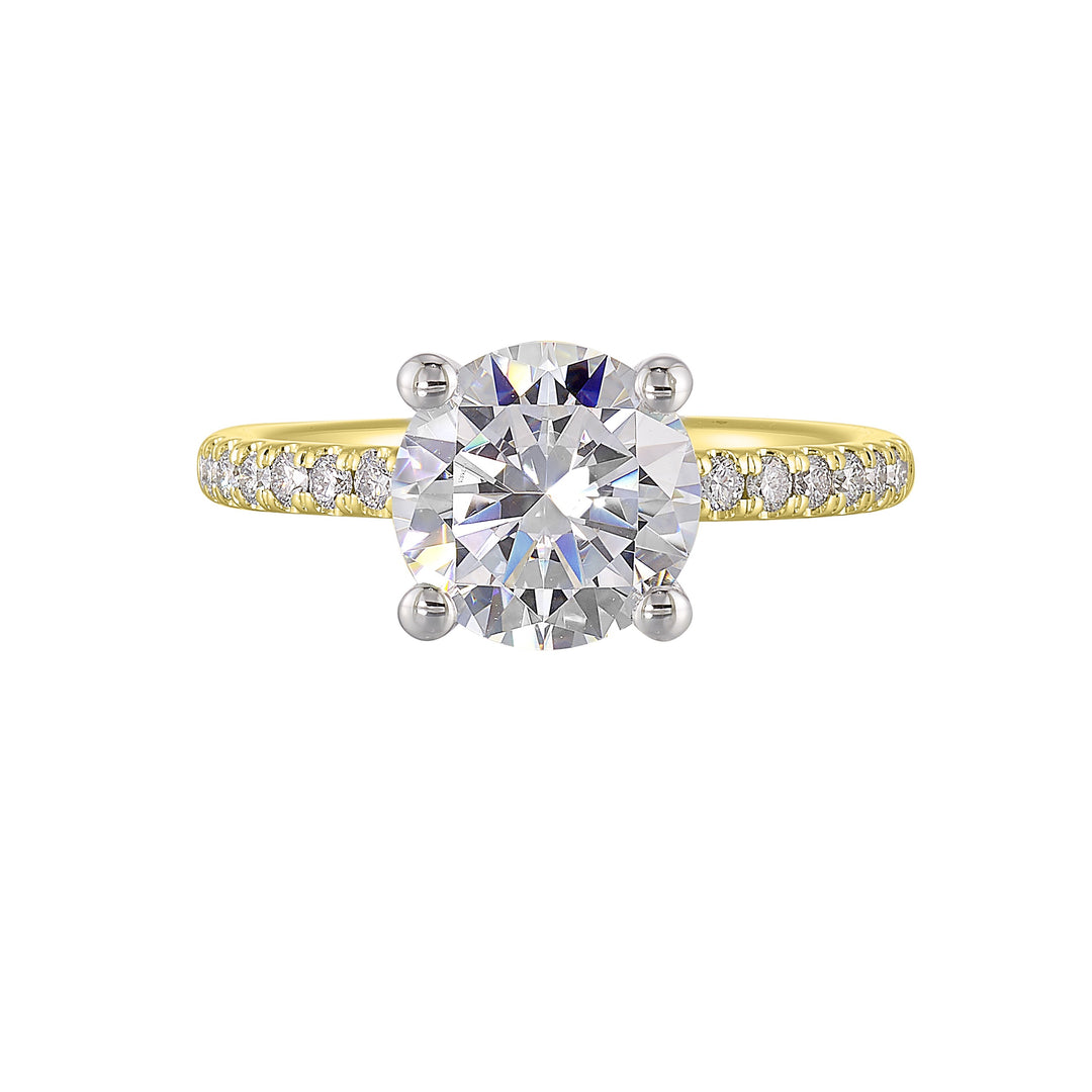 14Kt White Yellow Semi Mount 1/5Ctw For 2Ct Round Center