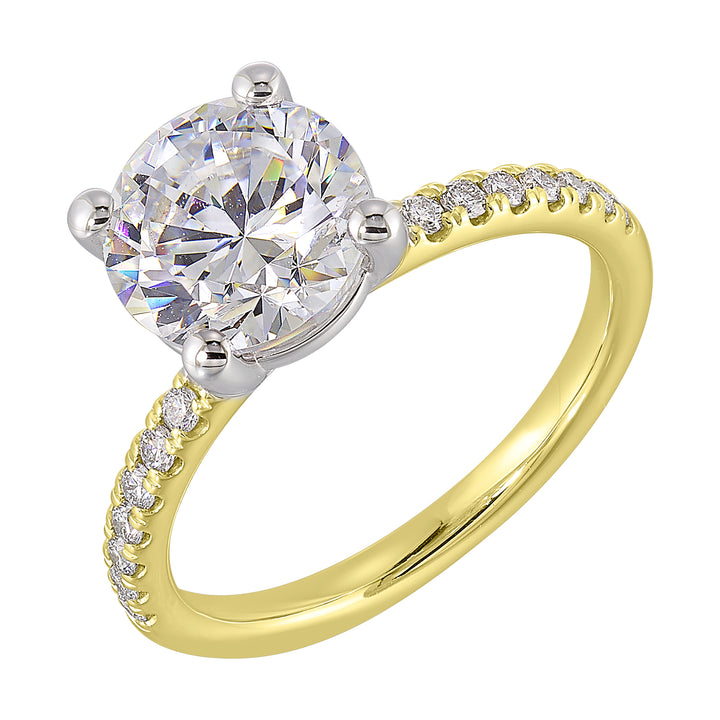 14Kt White Yellow Semi Mount 1/5Ctw For 2Ct Round Center
