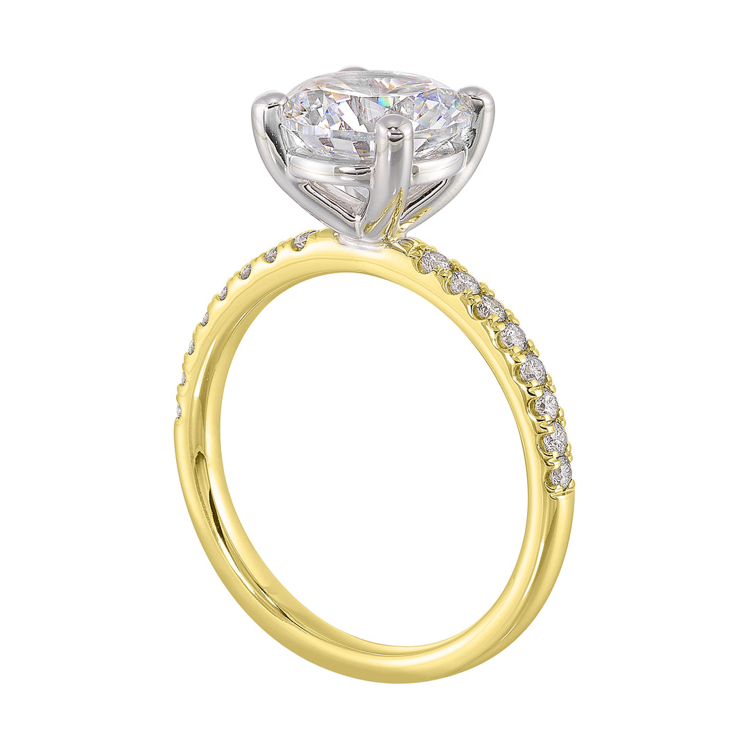 14Kt White Yellow Semi Mount 1/5Ctw For 2Ct Round Center