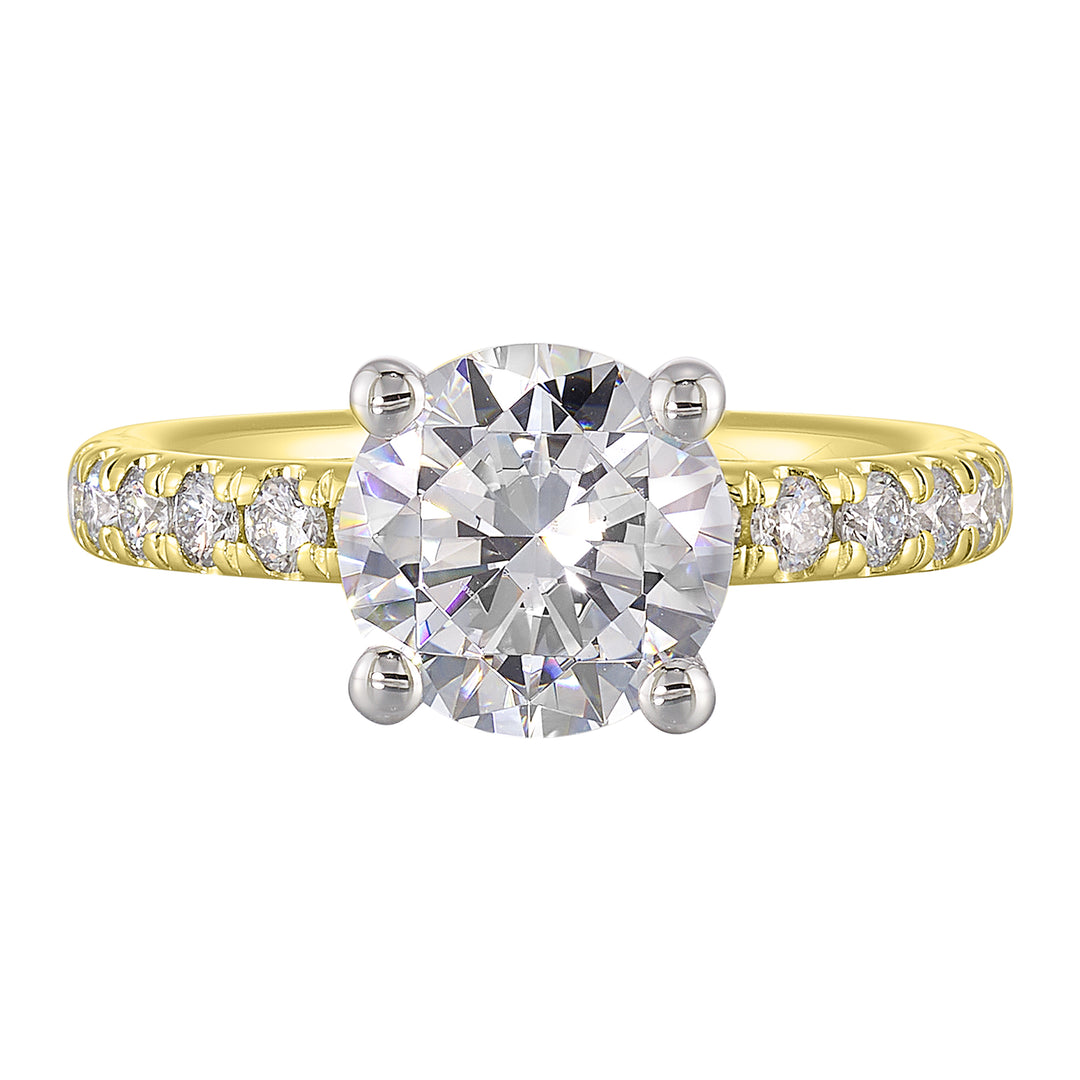 14Kt White Yellow Semi Mount 3/8Ctw For 2Ct Round Center