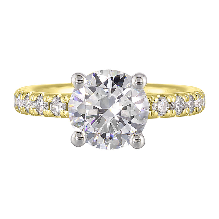 14Kt White Yellow Semi Mount 3/8Ctw For 2Ct Round Center