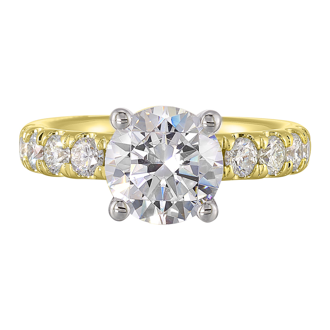 14Kt White Yellow Semi Mount 7/8Ctw For 2Ct Round Center