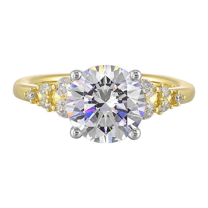 14Kt White Yellow Semi Mount 1/3Ctw For 2Ct Round Center