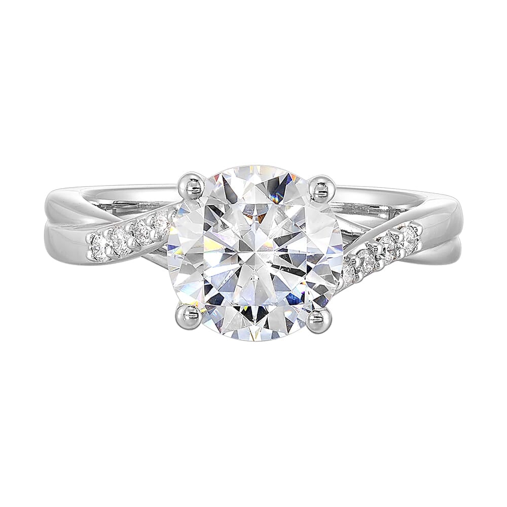 14Kt White Semi Mount 1/12Ctw For 1Ct Round Center