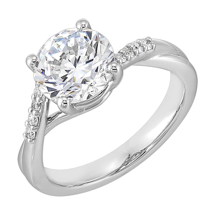 14Kt White Semi Mount 1/12Ctw For 1Ct Round Center