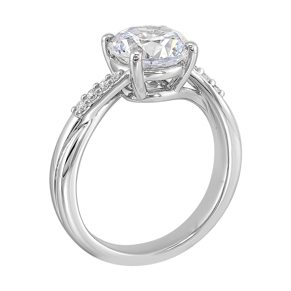 14Kt White Semi Mount 1/12Ctw For 1Ct Round Center