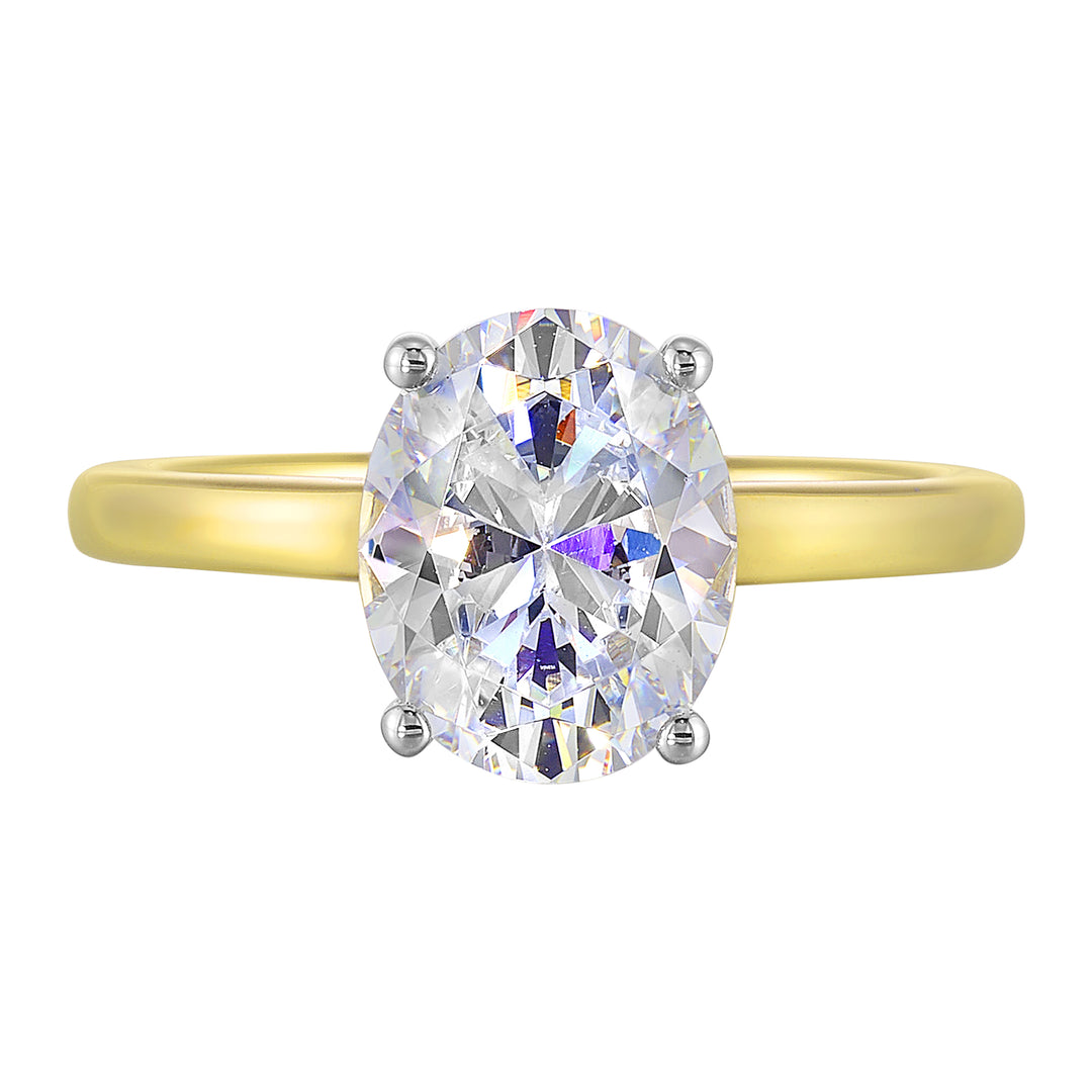 14Kt White Yellow Semi Mount 1/15Ctw For 2Ct Oval Center