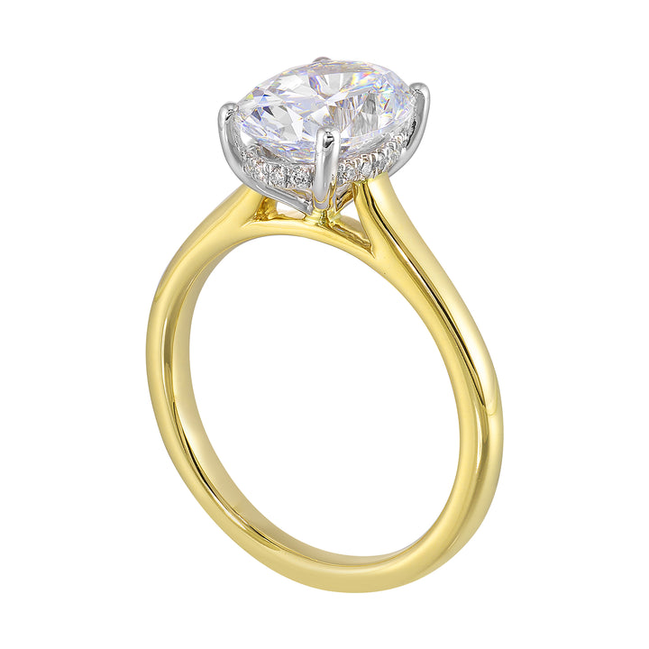 14Kt White Yellow Semi Mount 1/15Ctw For 2Ct Oval Center