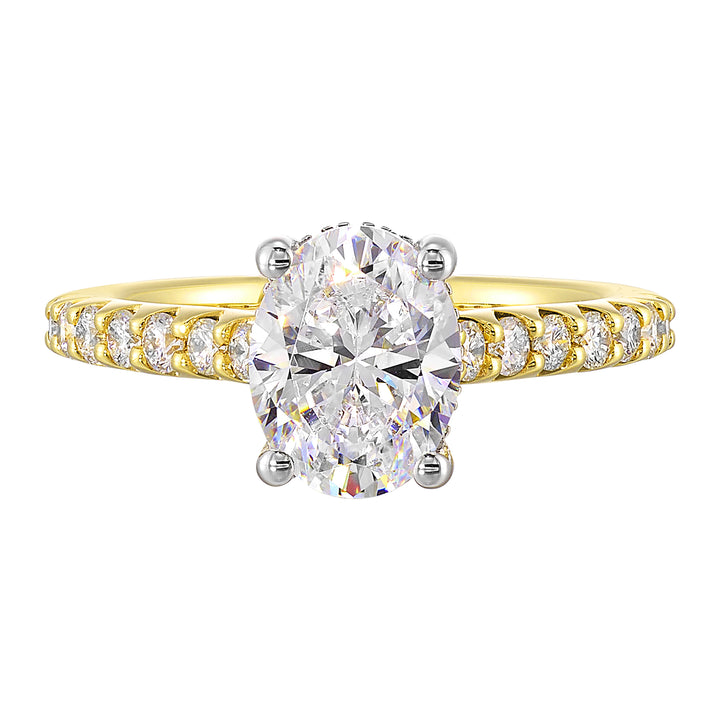 14Kt White Yellow Semi Mount 1/2Ctw For 2Ct Oval Center