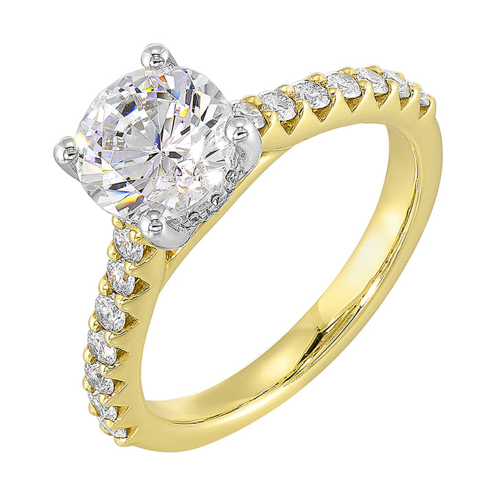 14Kt White Yellow Semi Mount 1/3Ctw For 1Ct Round Center