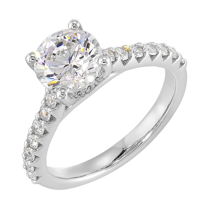 14Kt White Semi Mount 1/2Ctw For 1 1/2Ct Round Center