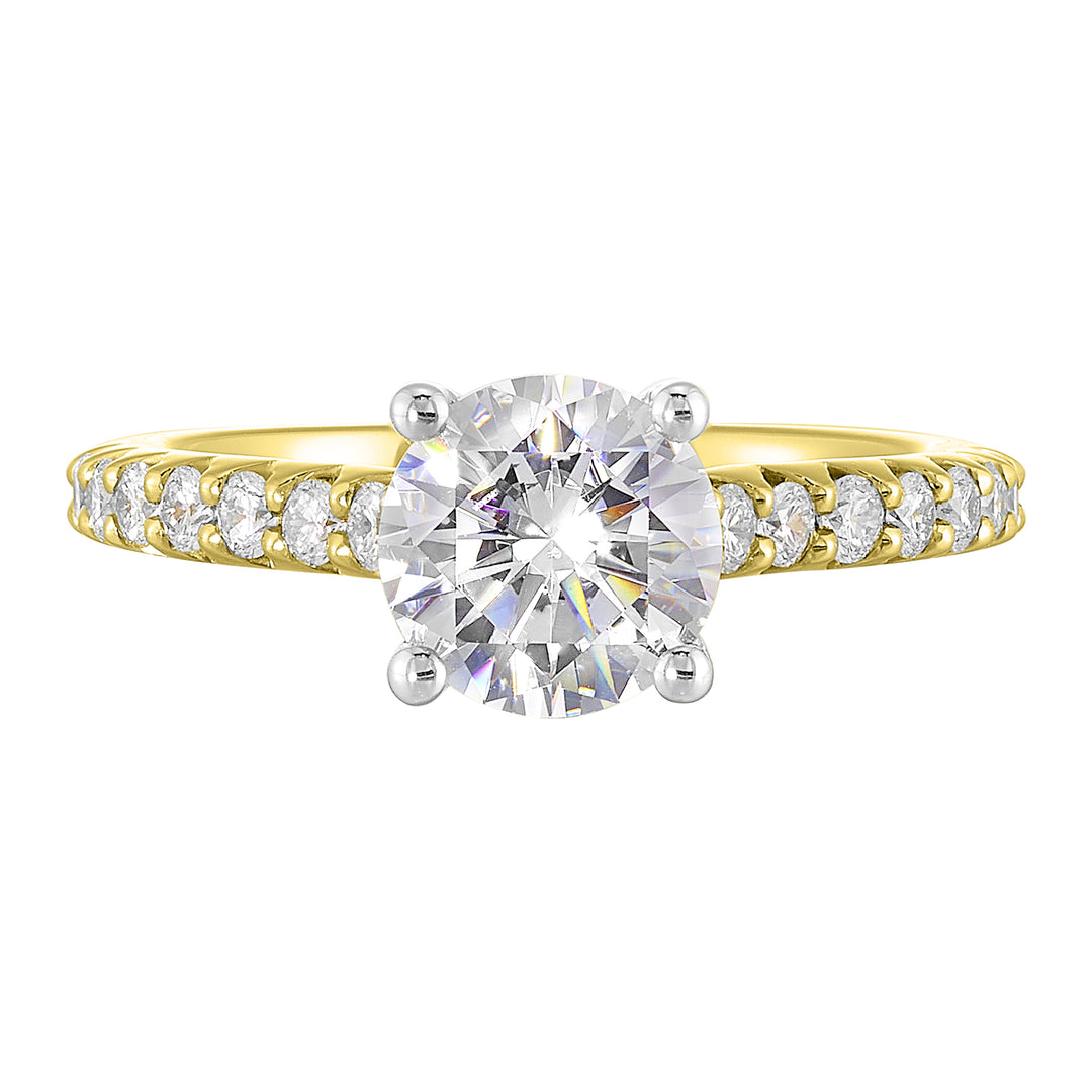 14Kt White Yellow Semi Mount 1/2Ctw For 1 1/2Ct Round Center