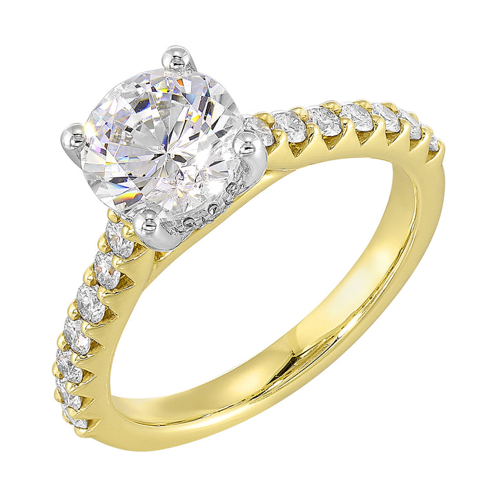 14Kt White Yellow Semi Mount 1/2Ctw For 1 1/2Ct Round Center