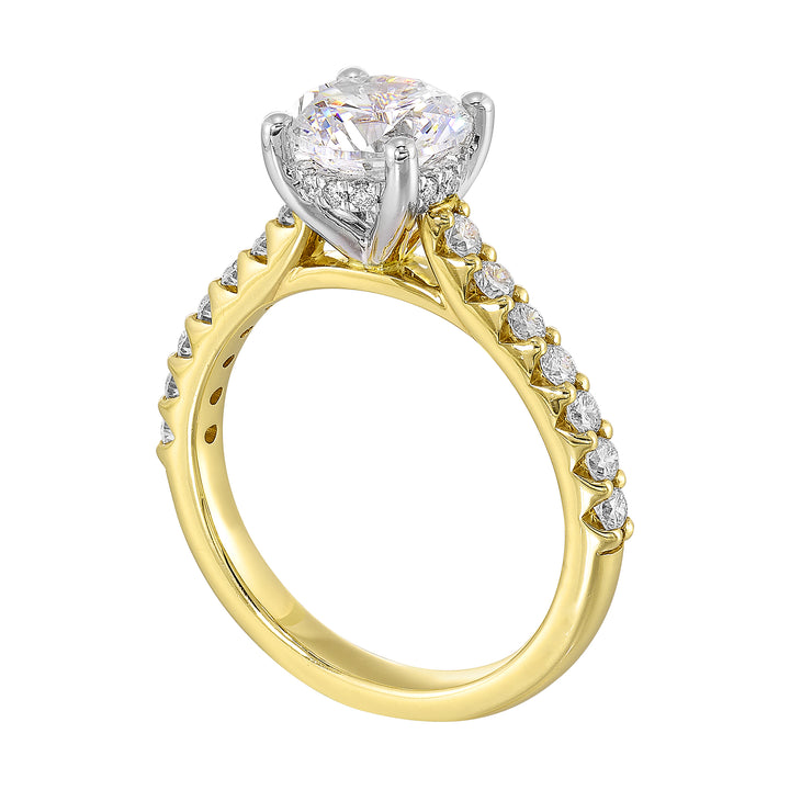14Kt White Yellow Semi Mount 1/2Ctw For 1 1/2Ct Round Center