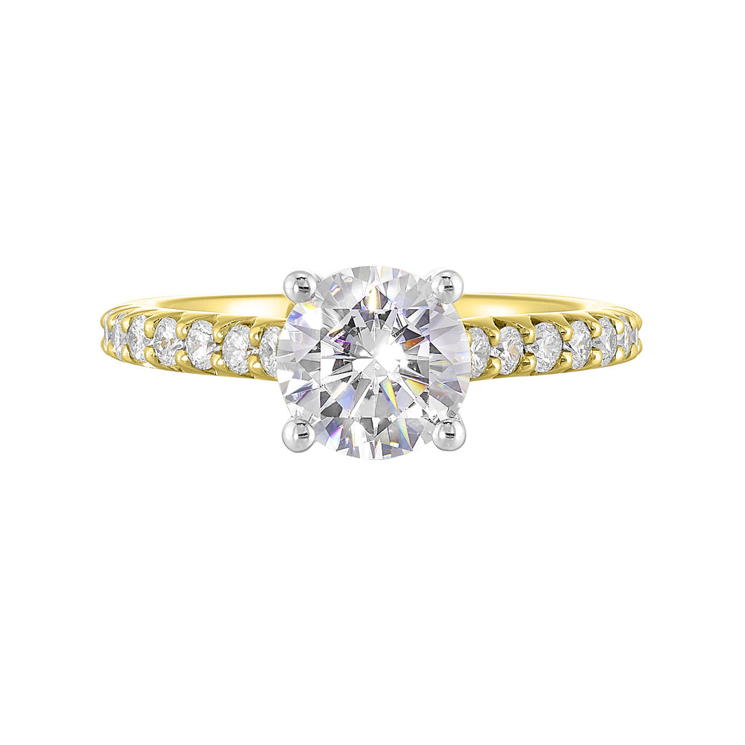 14Kt White Yellow Semi Mount 1/2Ctw For 2Ct Round Center
