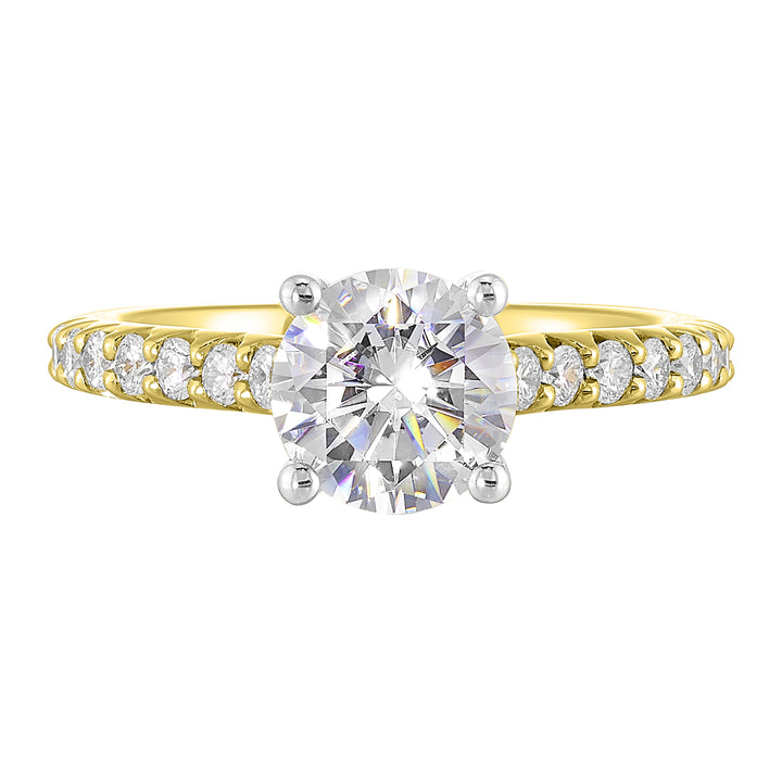 14Kt White Yellow Semi Mount 1/2Ctw For 2Ct Round Center