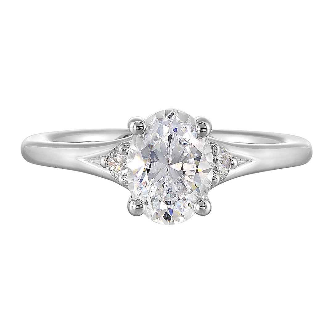 14Kt White Semi Mount 1/10Ctw For 1Ct Oval Center