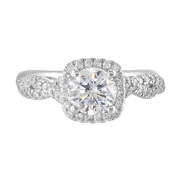 14Kt White Semi Mount 1/3Ctw For 1Ct Round Center