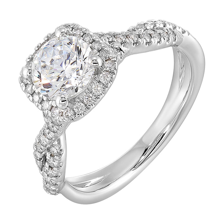 14Kt White Semi Mount 1/3Ctw For 1Ct Round Center