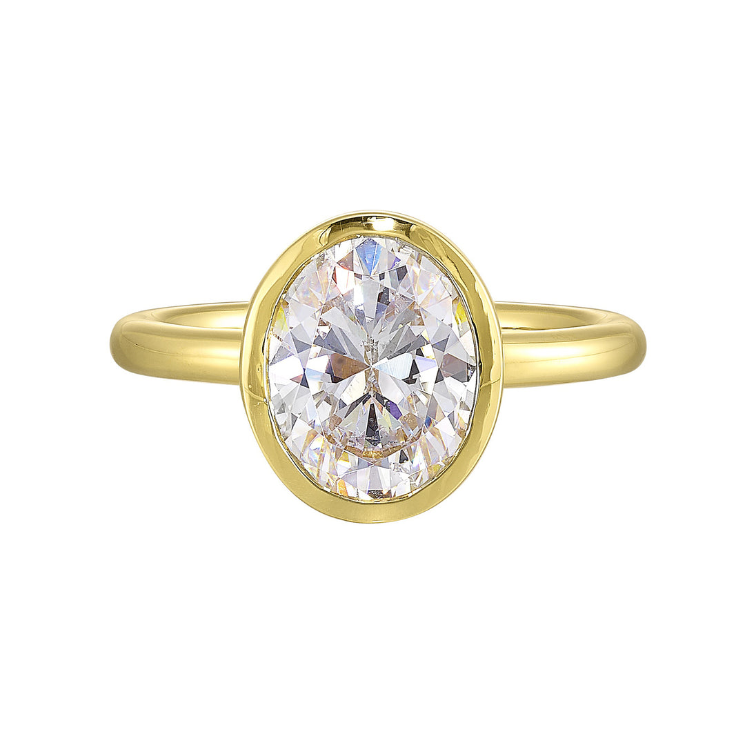 14Kt Yellow Semi Mount For 2Ct Oval Center