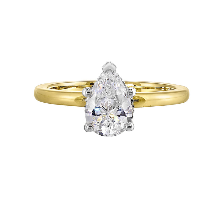 14Kt White Yellow Semi Mount 1/20Ctw For 1 1/2Ct Pear Center