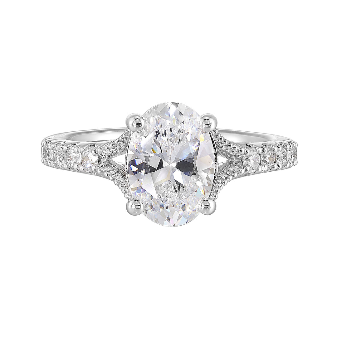 14Kt White Semi Mount 1/3Ctw For 2Ct Oval Center