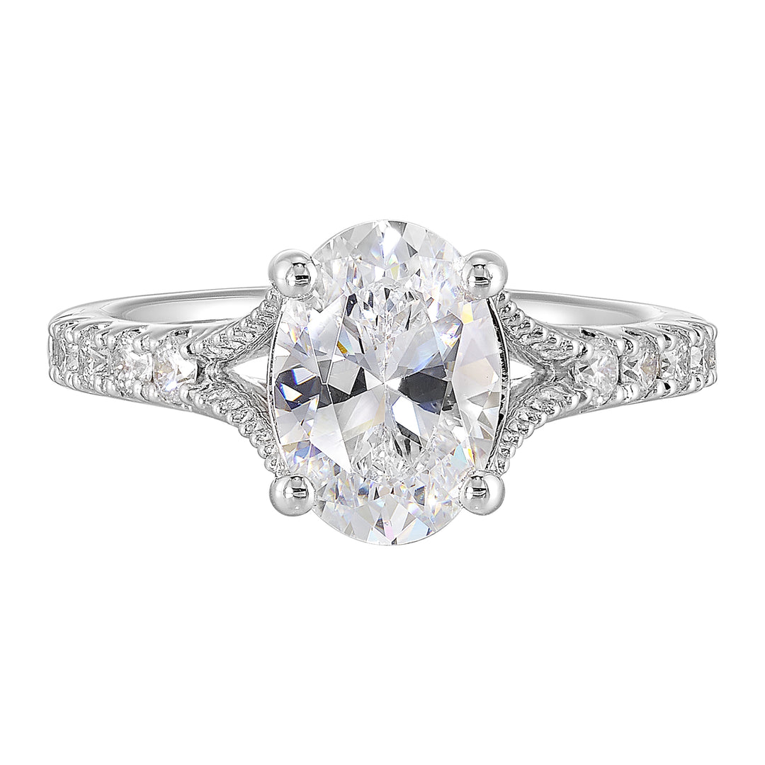 14Kt White Semi Mount 1/3Ctw For 2Ct Oval Center