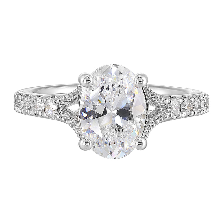 14Kt White Semi Mount 1/3Ctw For 2Ct Oval Center