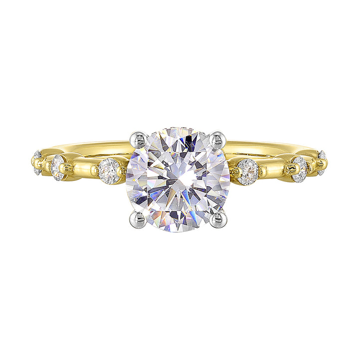 14Kt White Yellow Semi Mount 1/4Ctw For 1Ct Round Center