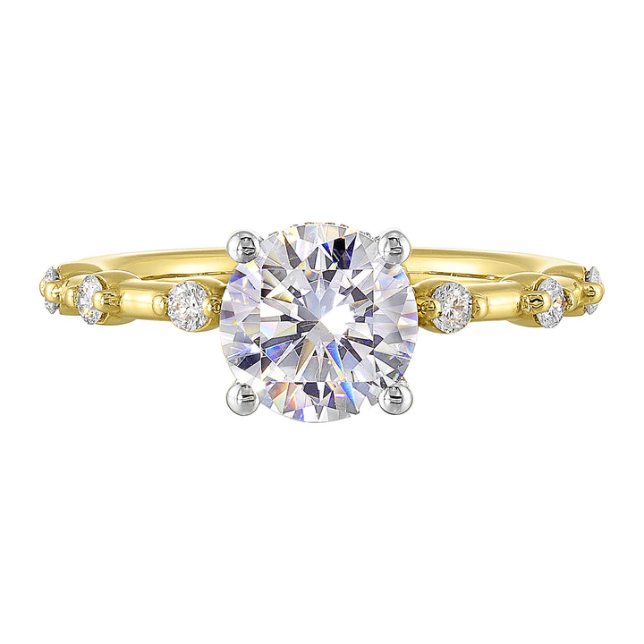 14Kt White Yellow Semi Mount 1/4Ctw For 1 1/2Ct Round Center