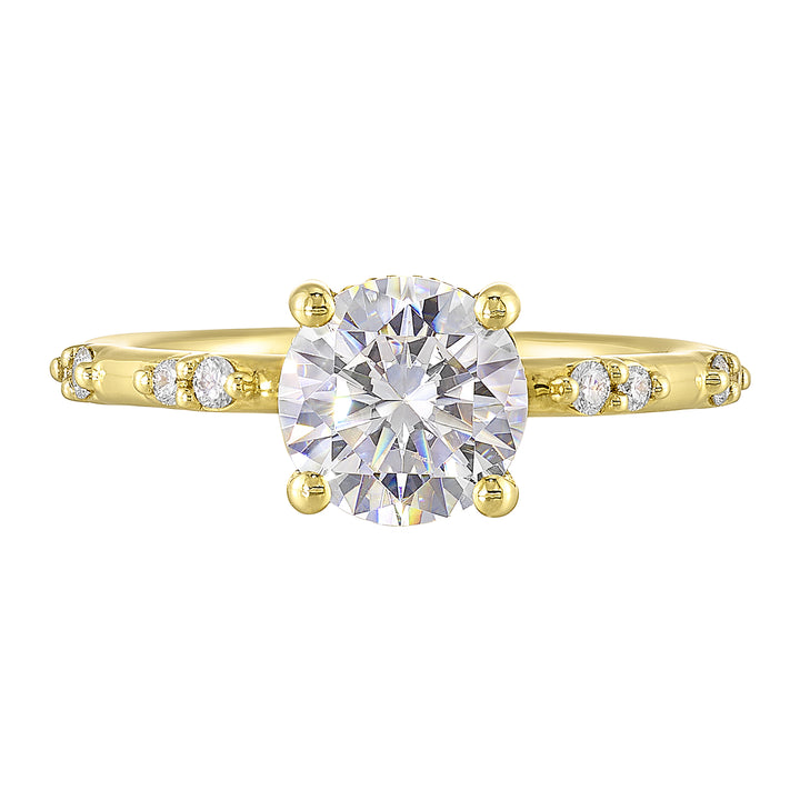 14Kt Yellow Semi Mount 1/6Ctw For 1 1/2Ct Round Center