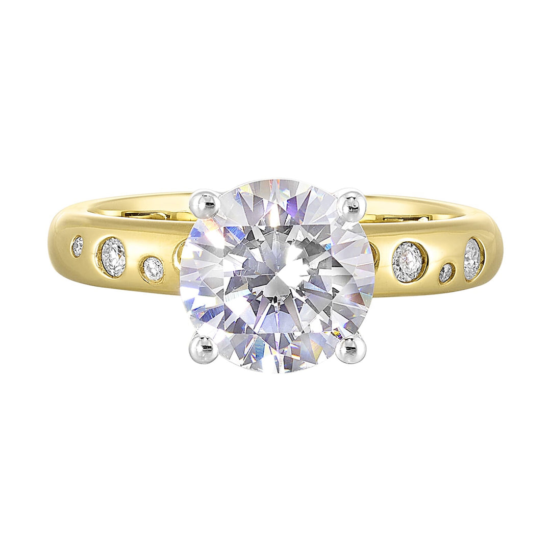 14Kt White Yellow Semi Mount 1/10Ctw For 1 1/2Ct Round Center