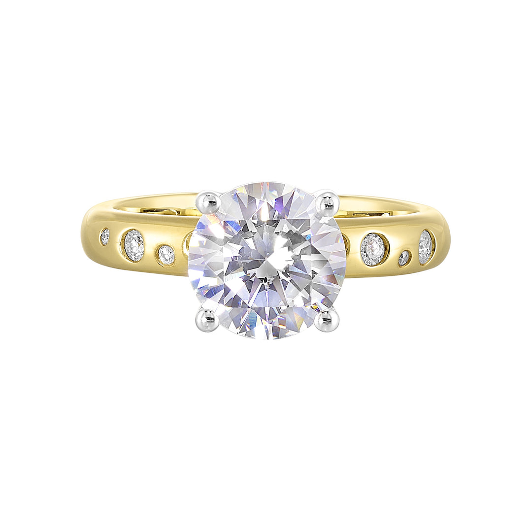 14Kt Whiite Yellow Semi Mount 1/10Ctw For 2Ct Round Center