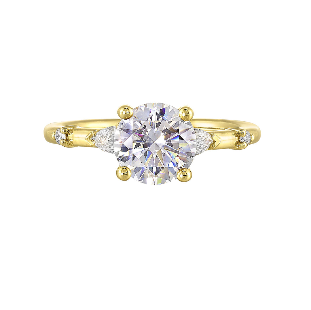 14Kt Yellow Semi Mount 1/5Ctw For 1 1/2Ct Round Center