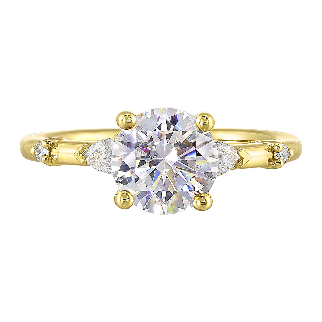 14Kt Yellow Semi Mount 1/5Ctw For 1 1/2Ct Round Center